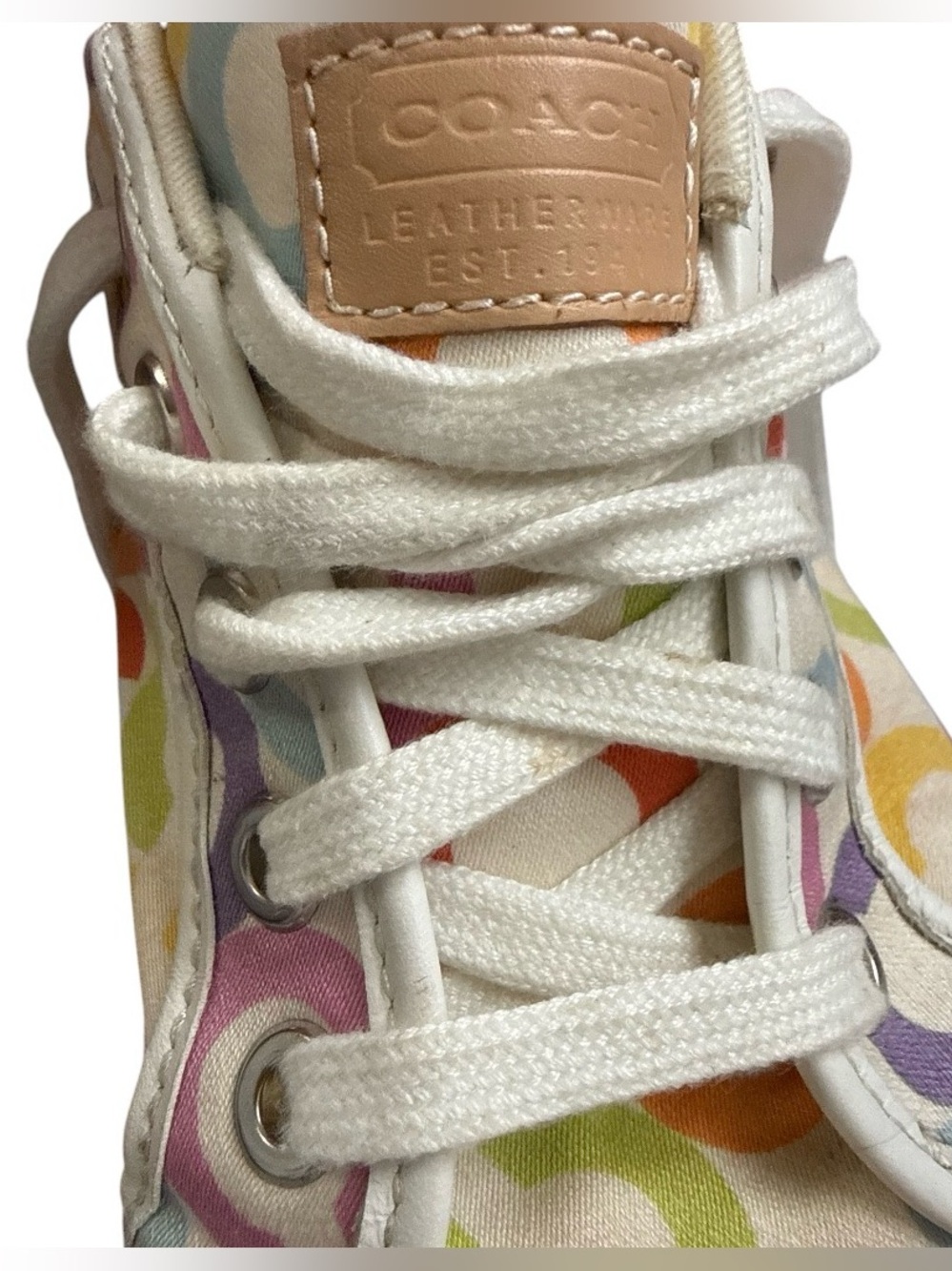 Vintage Y2k Coach Barrett Signature C Rainbow Canvas Sneakers Size 8 B - Picture 7 of 7